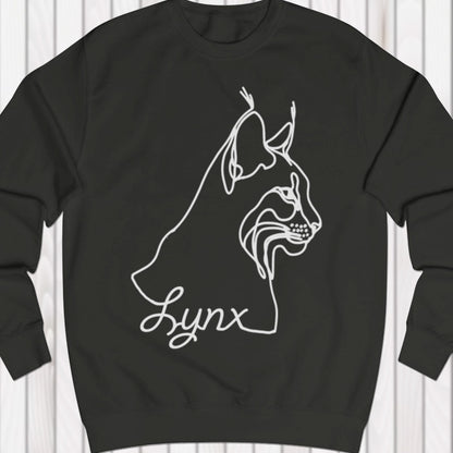 Lynx line drawing white sweatshirt