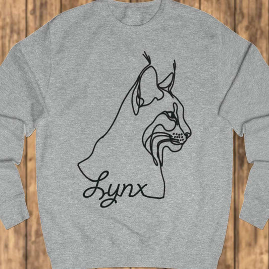 Lynx line drawing black sweatshirt