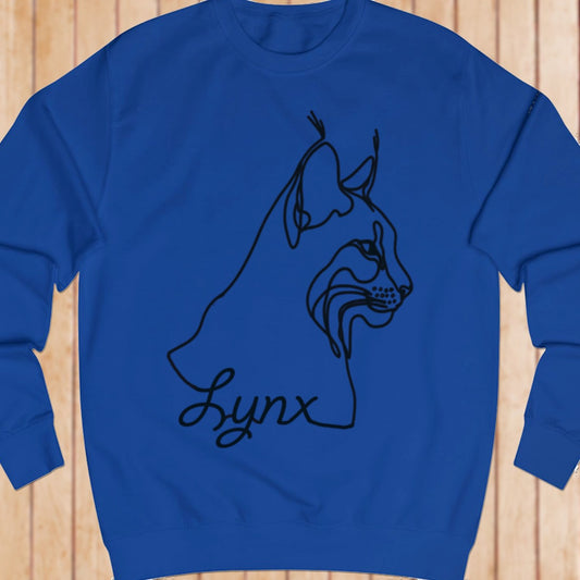Lynx line drawing black sweatshirt