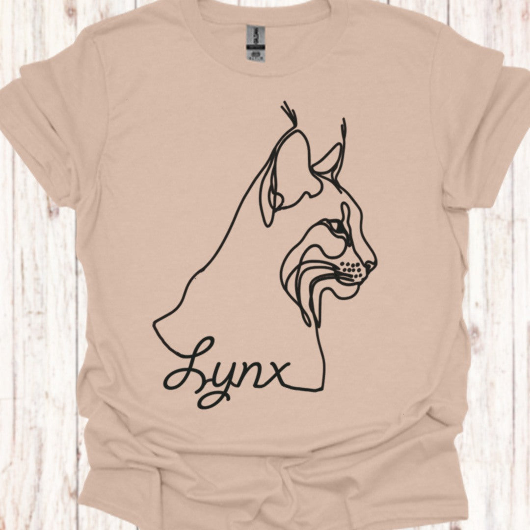 Lynx lijntekening zwart T‑Shirt