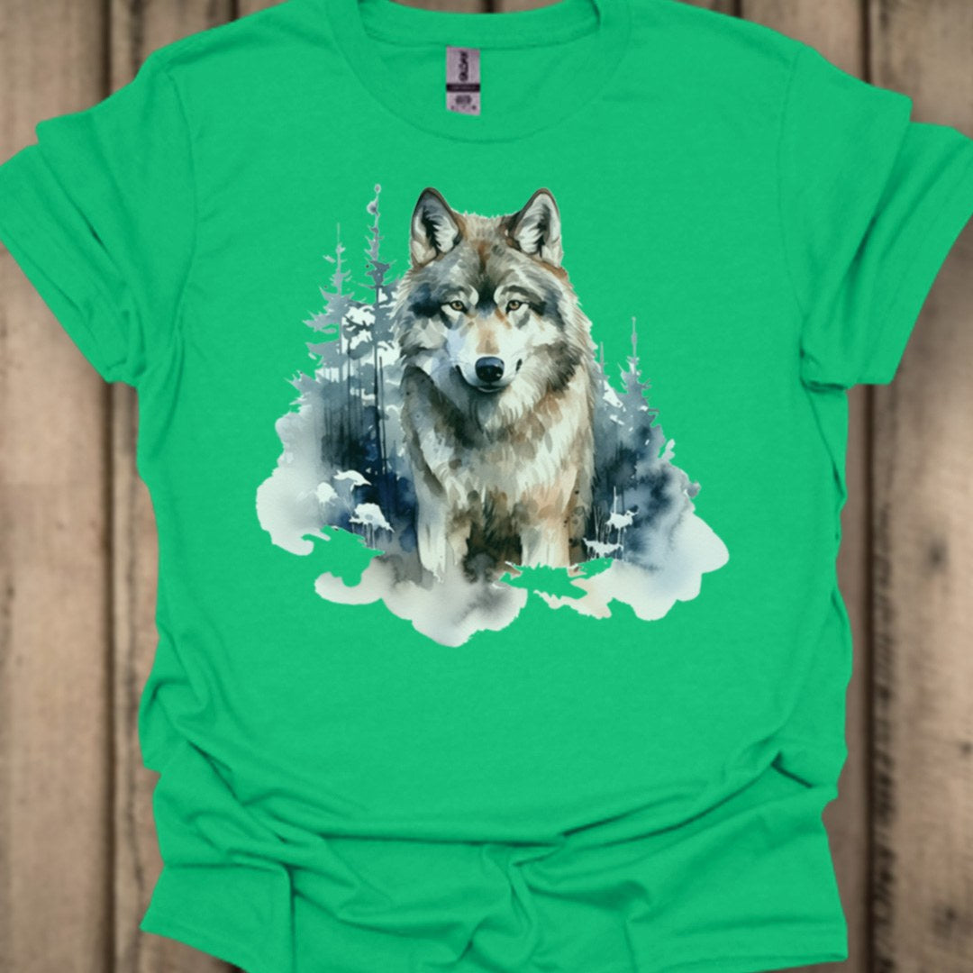 Wolf bosachtergrond trendy T-shirt