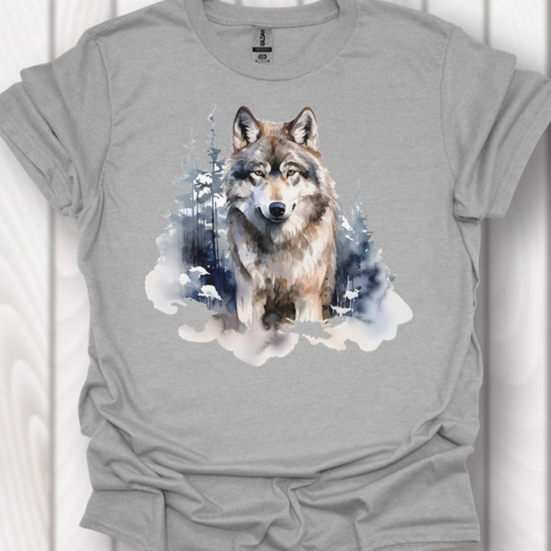 Wolf bosachtergrond tijdloos T-shirt