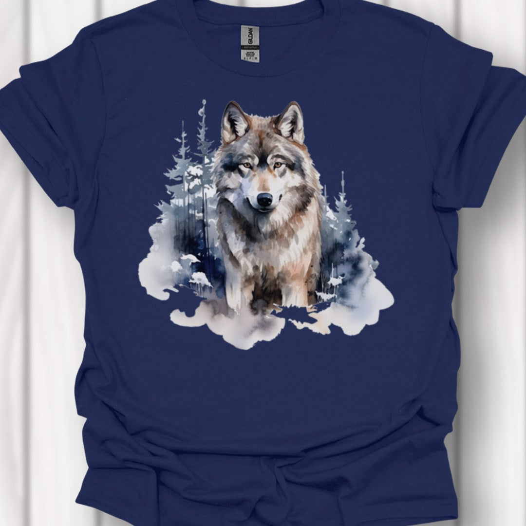Wolf bosachtergrond tijdloos T-shirt