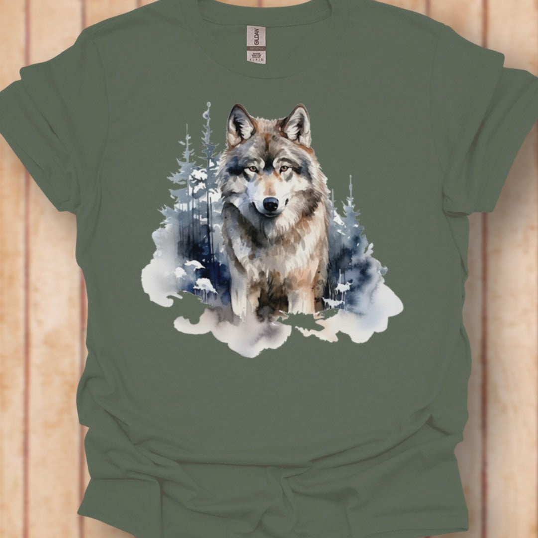 Wolf bosachtergrond tijdloos T-shirt