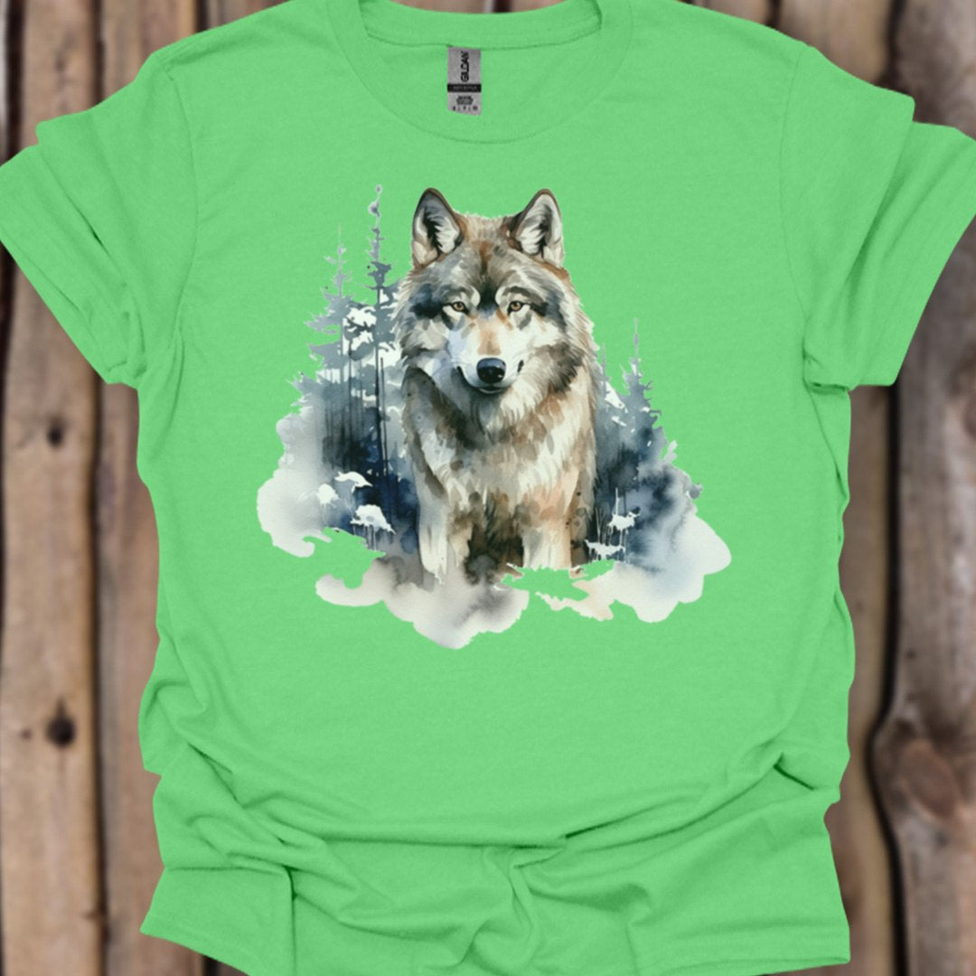 Wolf bosachtergrond trendy T-shirt