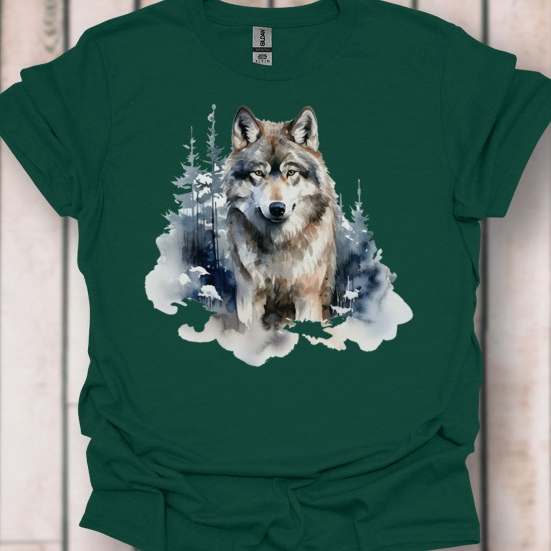 Wolf bosachtergrond tijdloos T-shirt