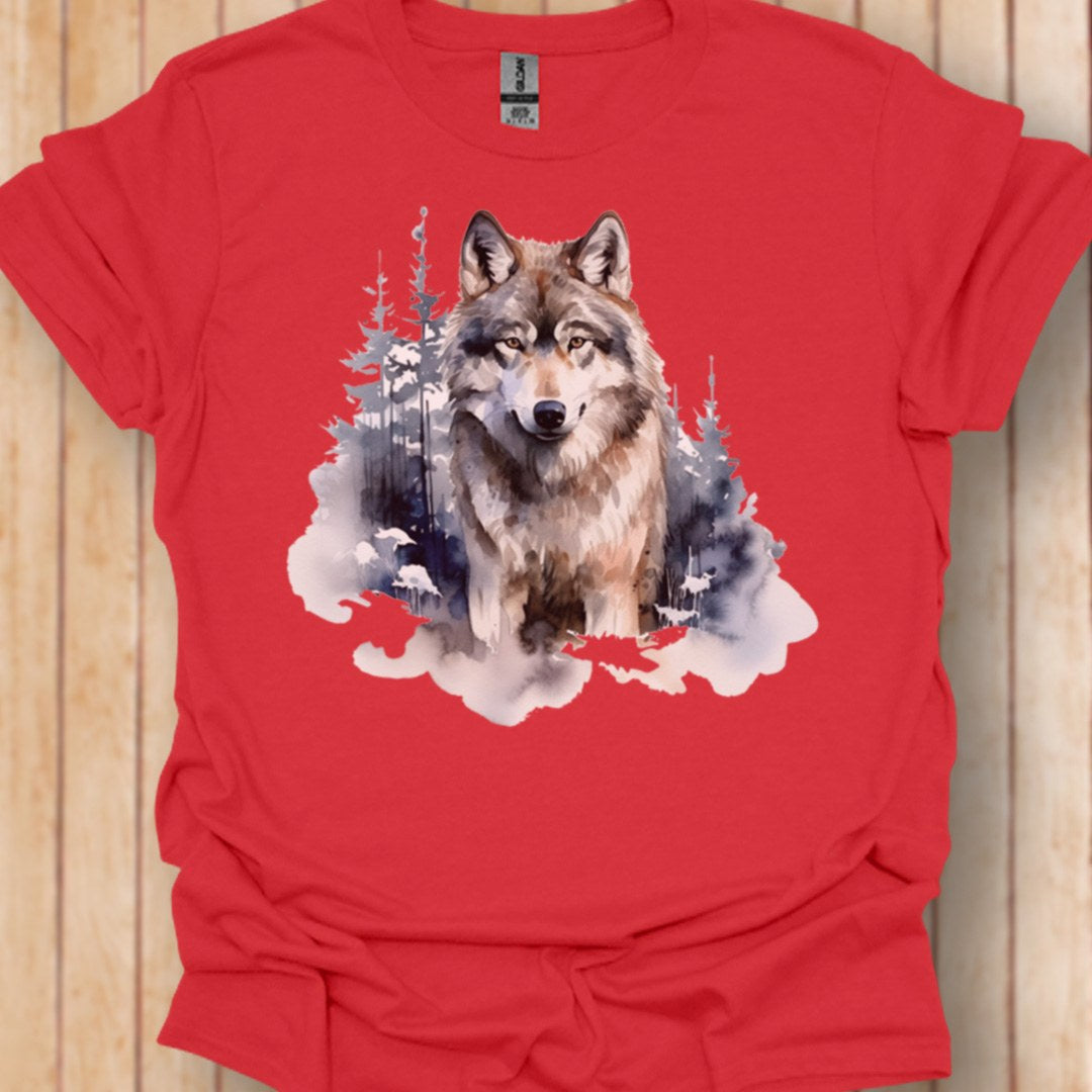 Wolf bosachtergrond trendy T-shirt