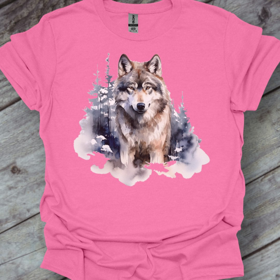 Wolf bosachtergrond trendy T-shirt
