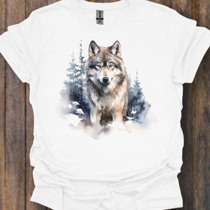 Wolf bosachtergrond tijdloos T-shirt