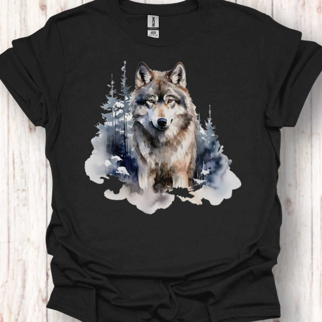 Wolf bosachtergrond tijdloos T-shirt