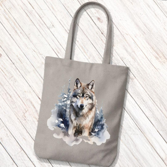 Tote Bag Wolf Bosachtergrond