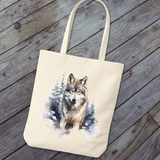 Tote Bag Wolf Bosachtergrond