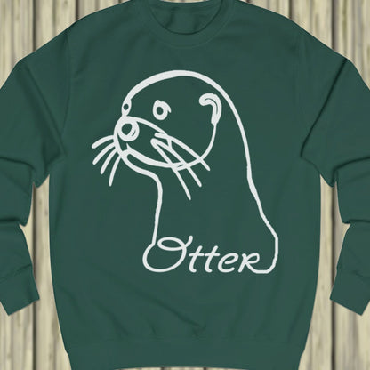 Otter lijntekening wit sweatshirt