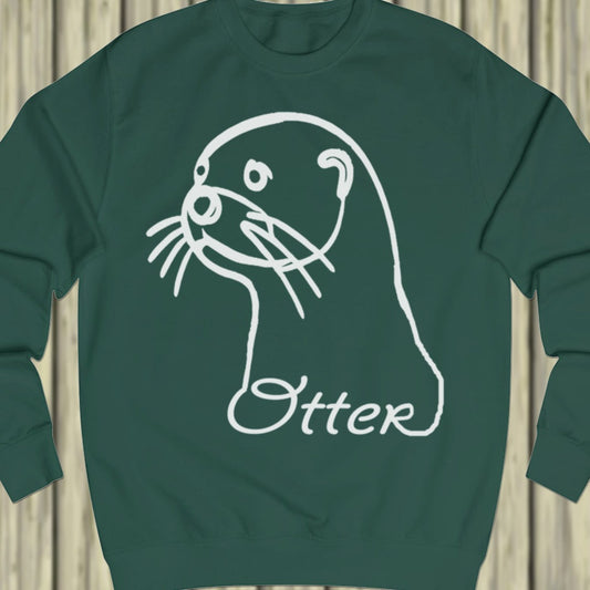 Otter lijntekening wit sweatshirt