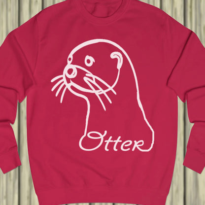 Otter lijntekening wit sweatshirt