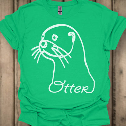 Otter lijntekening wit T‑Shirt