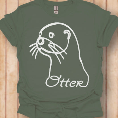 Otter lijntekening wit T‑Shirt