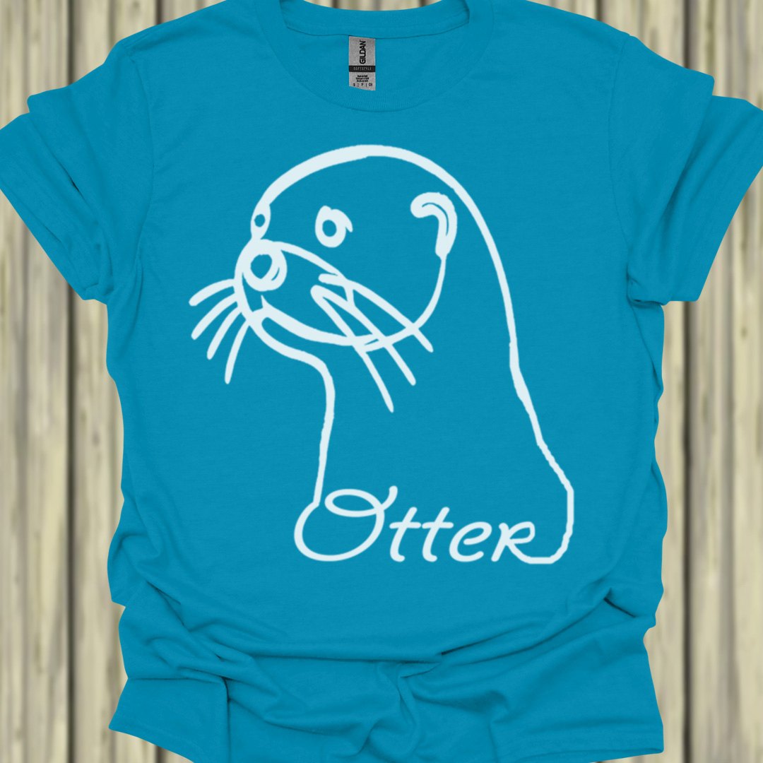 Otter lijntekening wit T‑Shirt