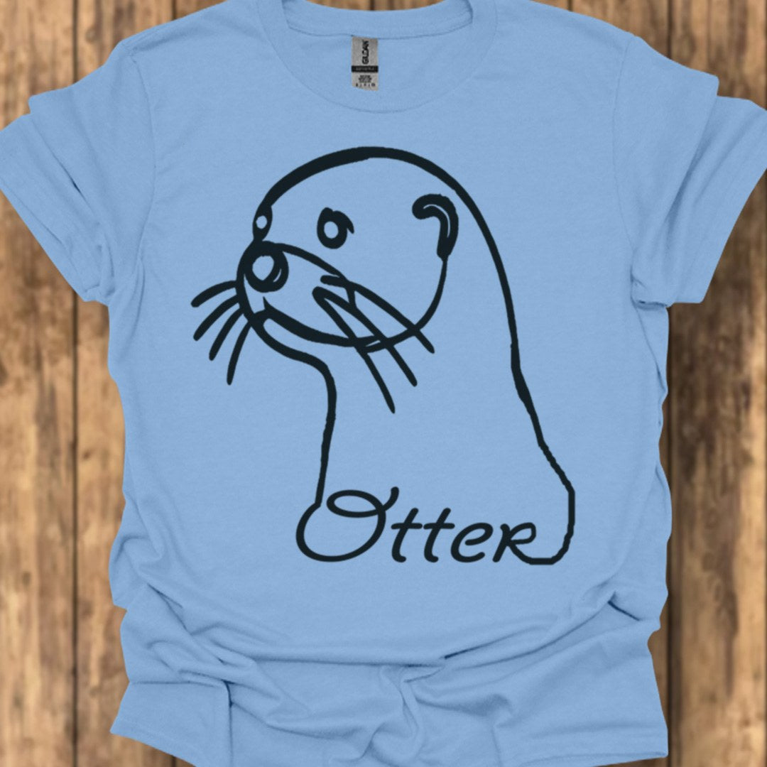 Otter lijntekening zwart T‑Shirt