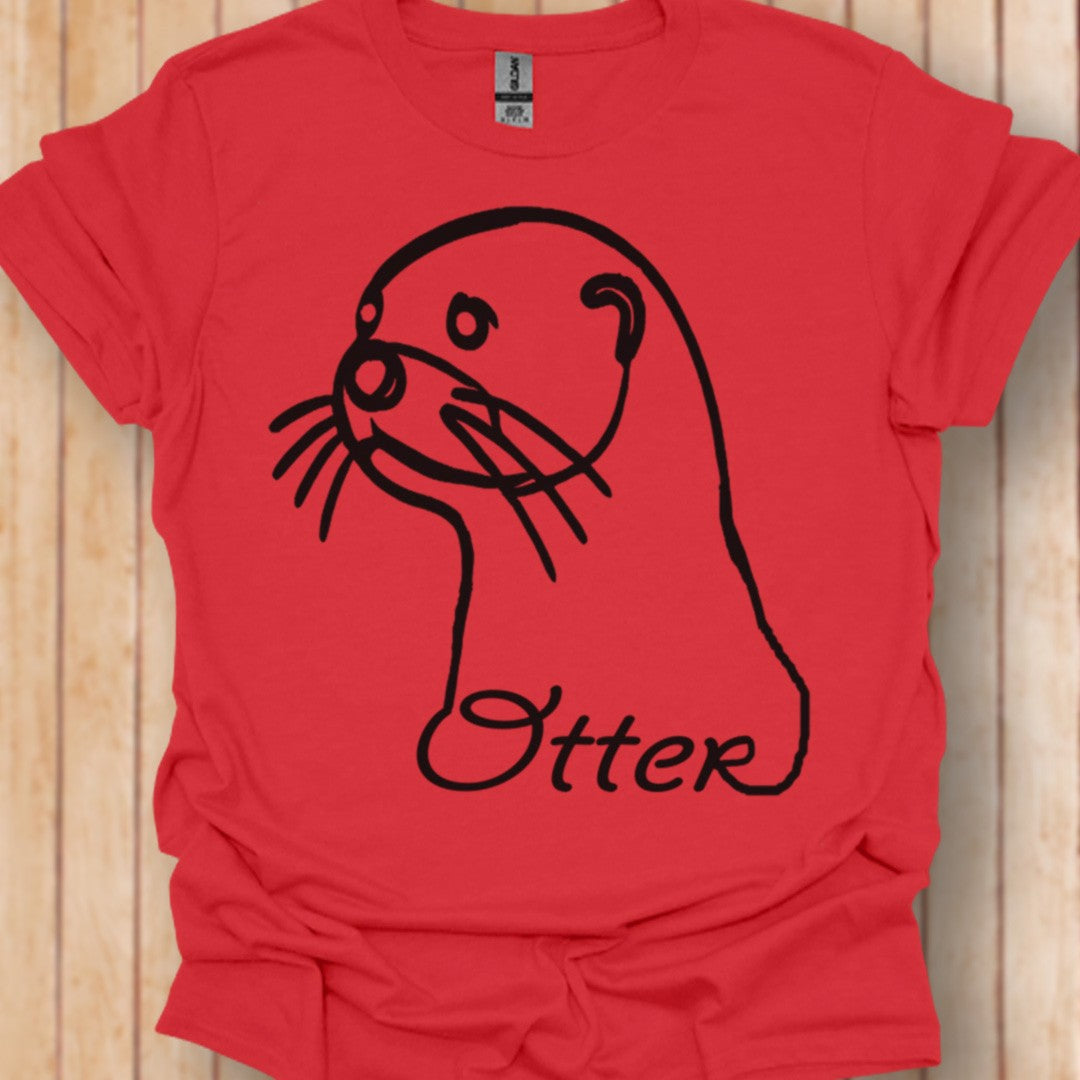 Otter lijntekening zwart T‑Shirt