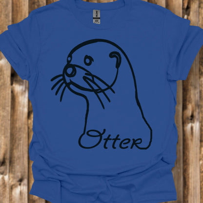 Otter lijntekening zwart T‑Shirt