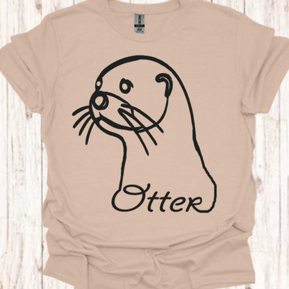 Otter lijntekening zwart T‑Shirt