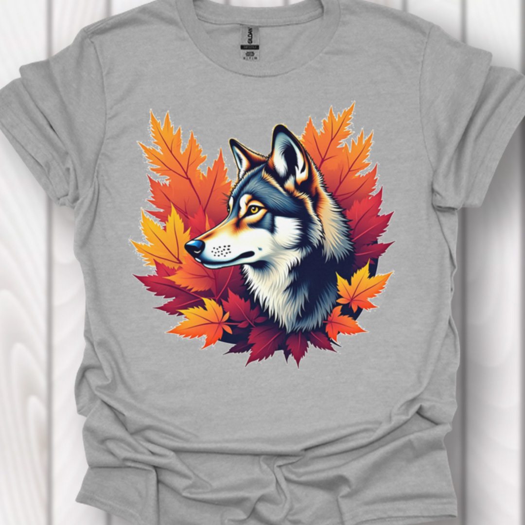 Wolf herfstbladeren tijdloos T-shirt
