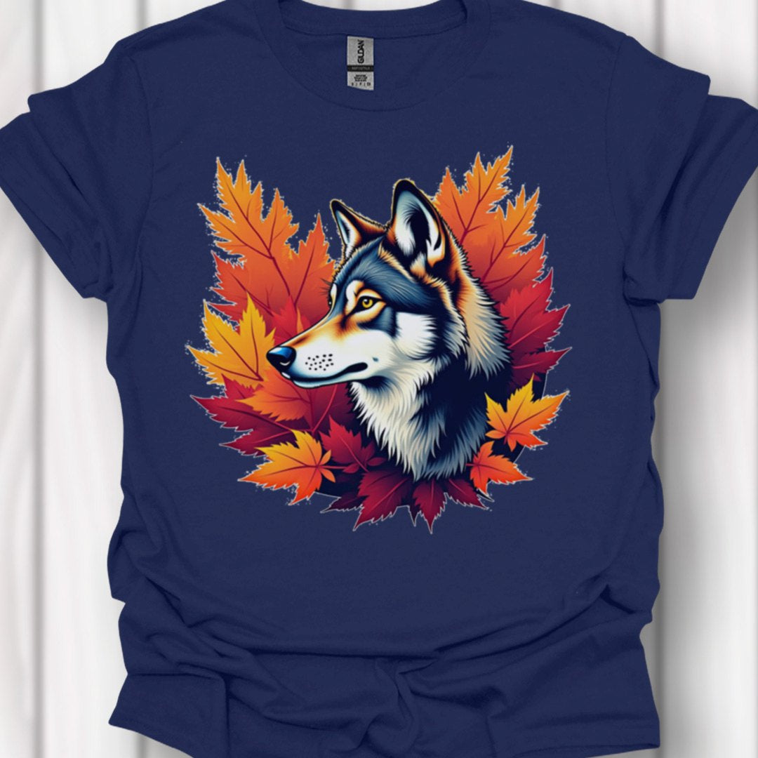 Wolf herfstbladeren tijdloos T-shirt