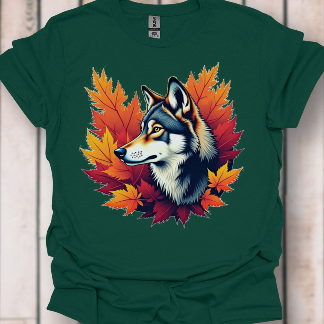 Wolf herfstbladeren tijdloos T-shirt