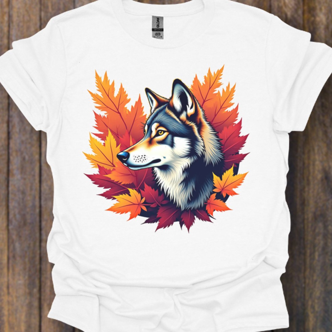 Wolf herfstbladeren tijdloos T-shirt