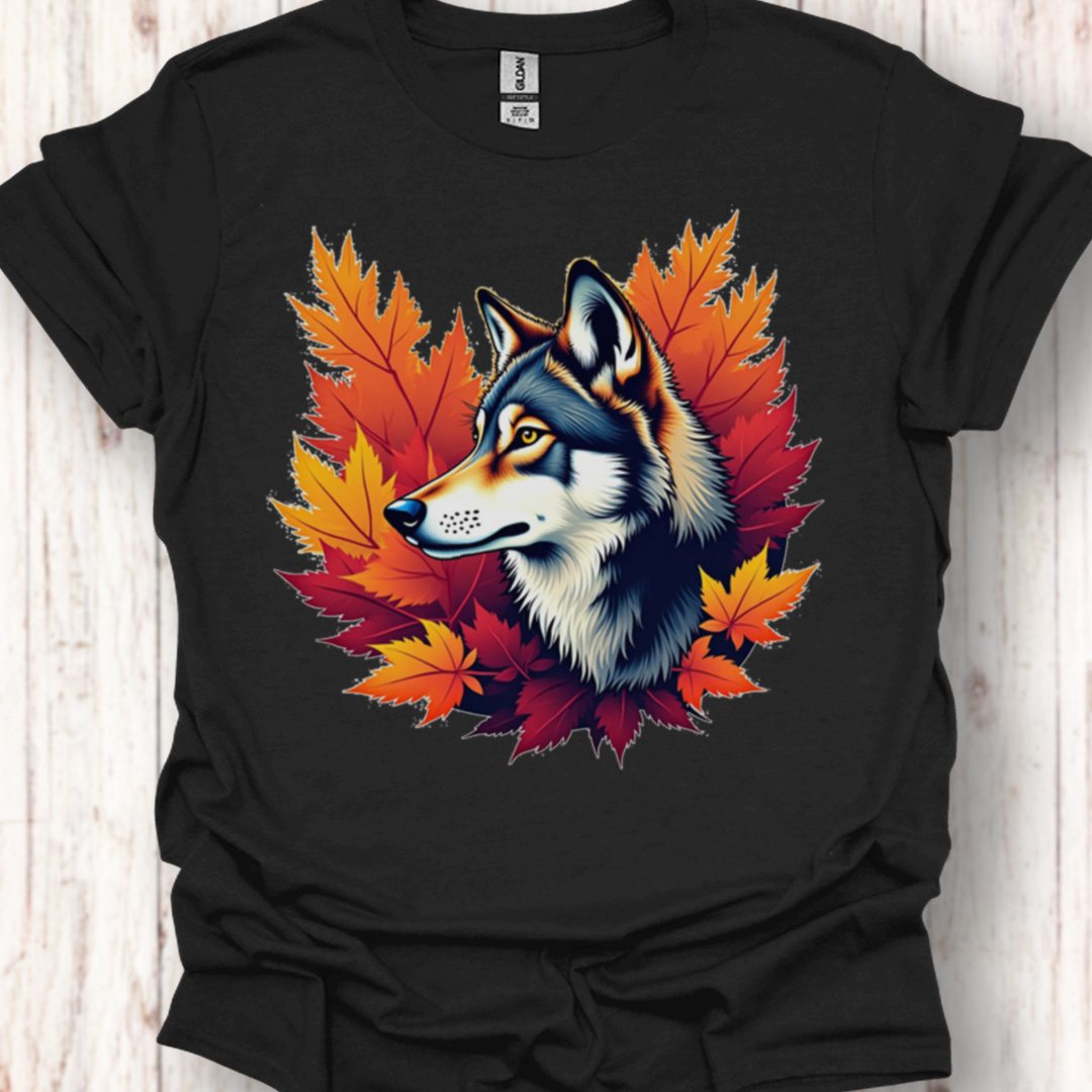 Wolf herfstbladeren tijdloos T-shirt