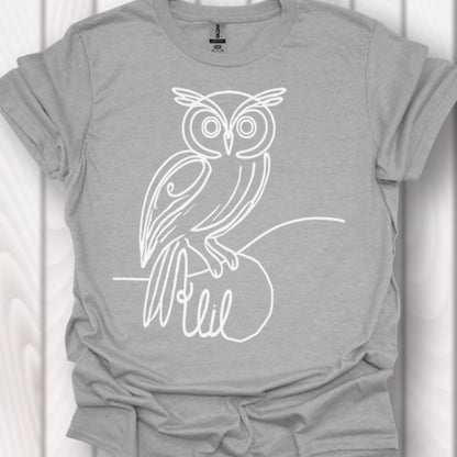 Uil lijntekening wit T‑Shirt