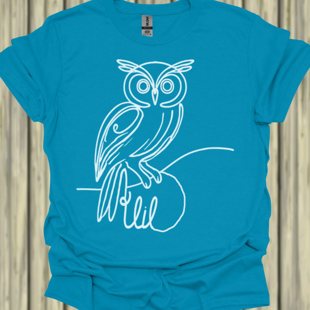 Uil lijntekening wit T‑Shirt