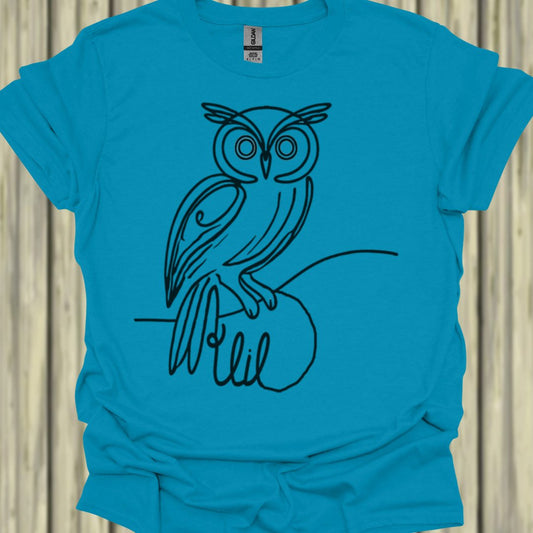 Uil lijntekening zwart T‑Shirt