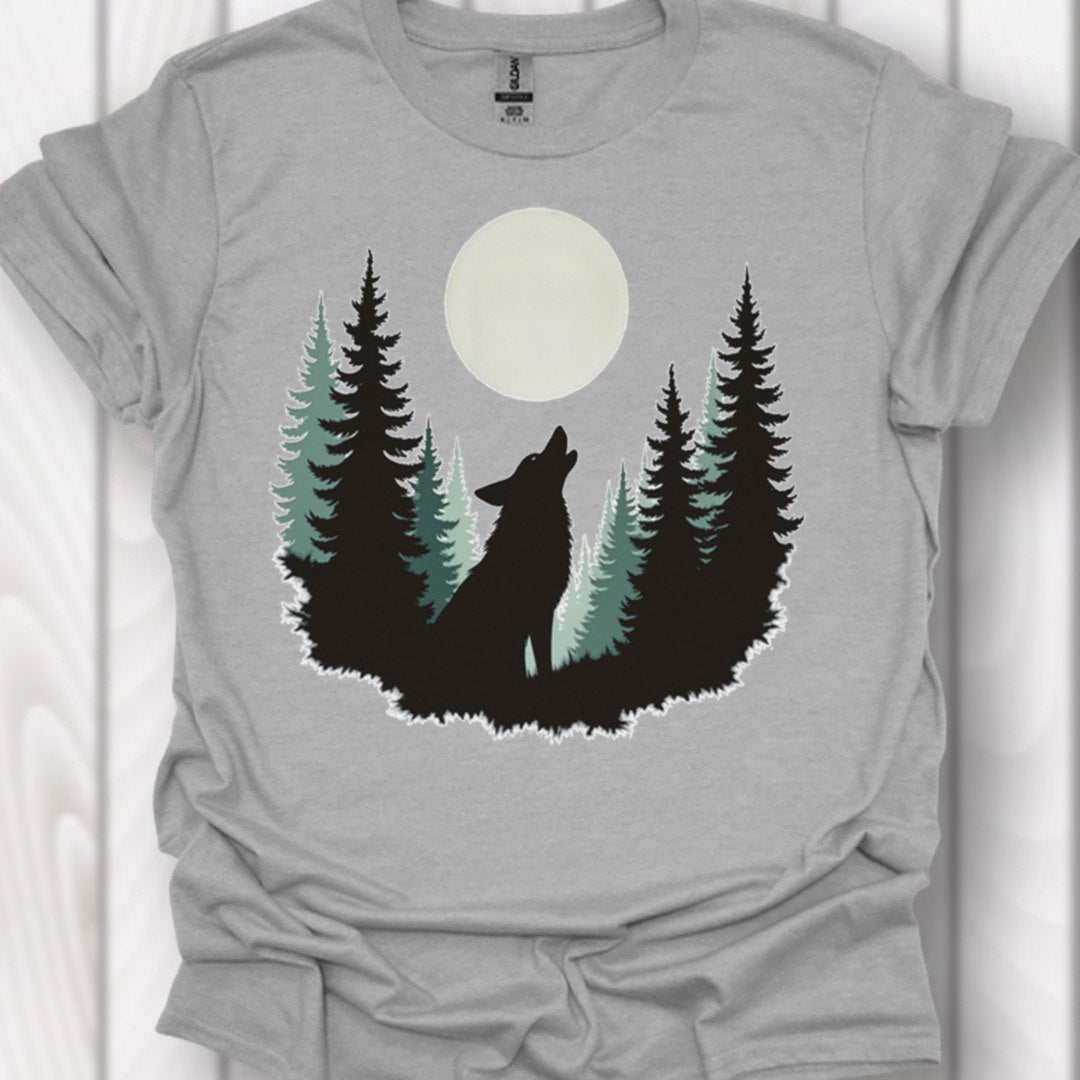 Wolf volle maan tijdloos T-shirt