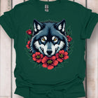 Wolf rode bloemen tijdloos T-shirt