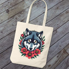 Tote Bag Wolf Rode Bloemen