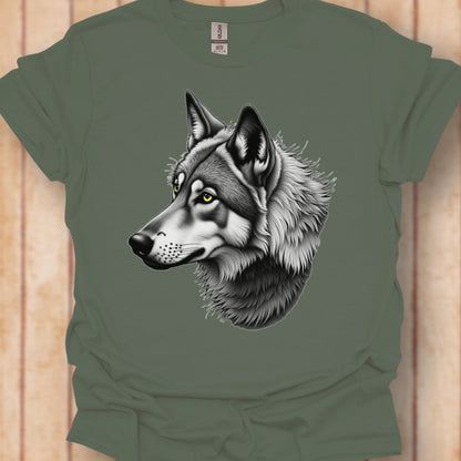 Loup noir et blanc profile T-shirt intemporel 
