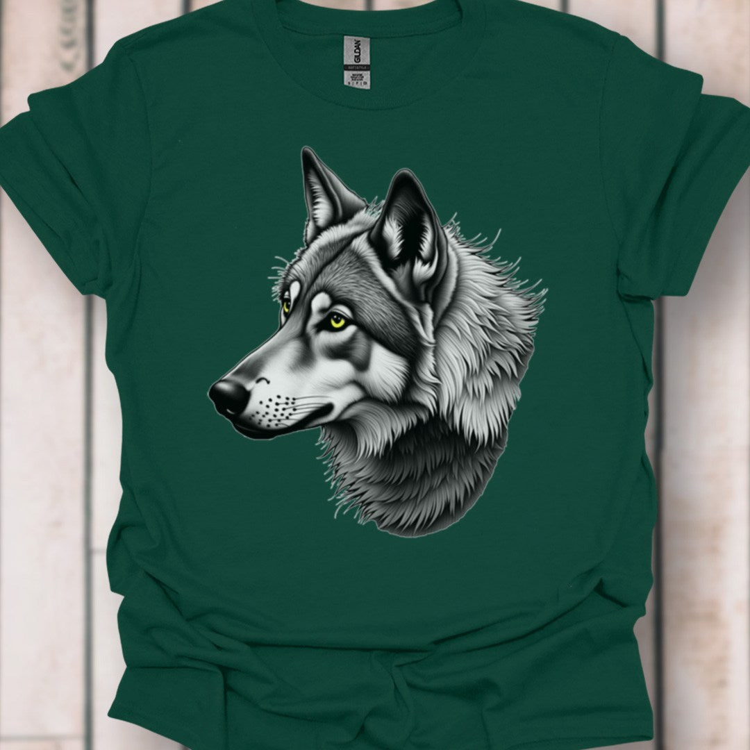 Loup noir et blanc profile T-shirt intemporel 