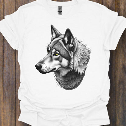 Loup noir et blanc profile T-shirt intemporel 