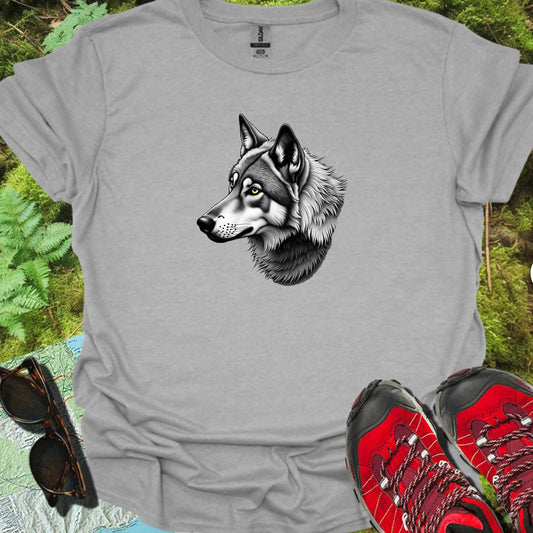 Loup noir et blanc profile T-shirt intemporel 