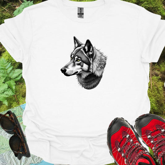 Loup noir et blanc profile T-shirt intemporel 