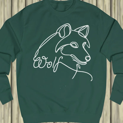 Wolf lijntekening wit sweatshirt