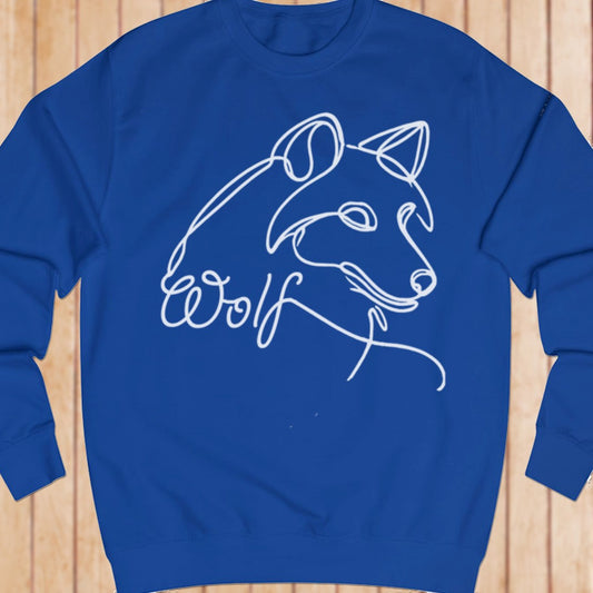 Wolf lijntekening wit sweatshirt