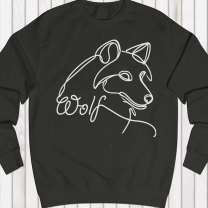 Wolf lijntekening wit sweatshirt