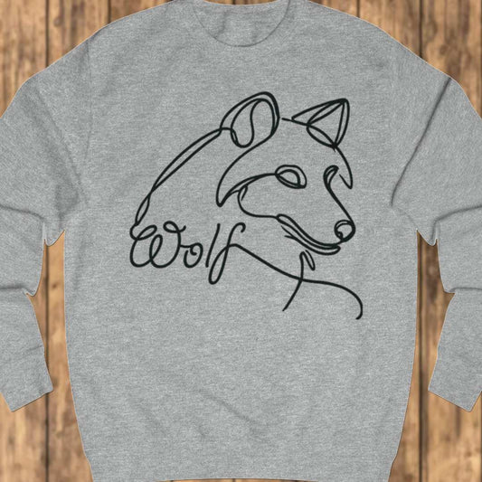 Wolf lijntekening zwart sweatshirt
