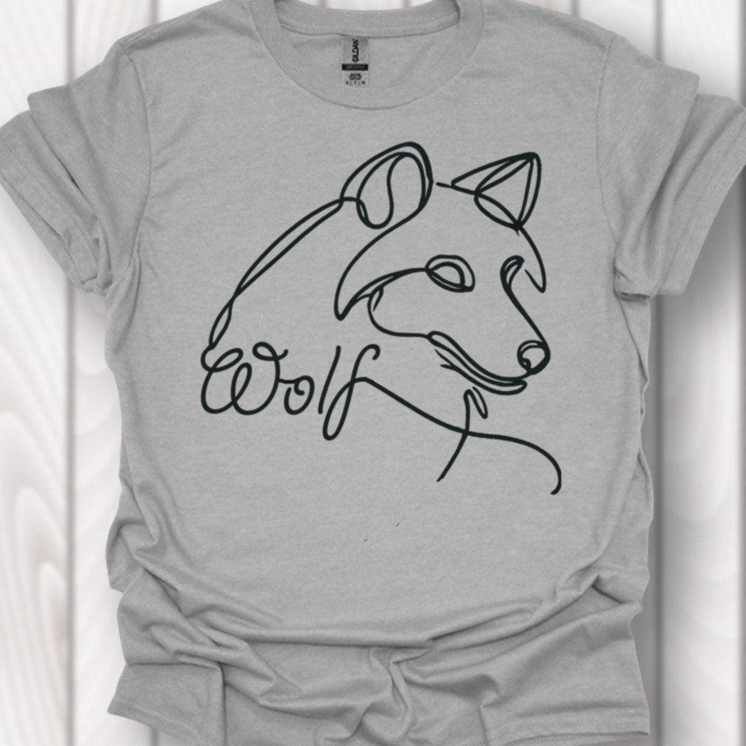 Wolf lijntekening zwart T‑Shirt