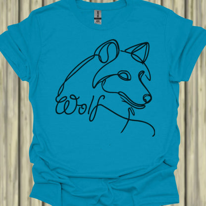 Wolf lijntekening zwart T‑Shirt