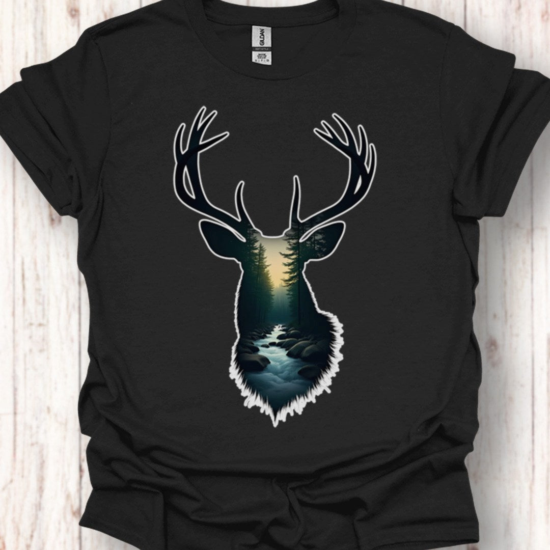 Hert double exposure bosbeek tijdloos T-shirt