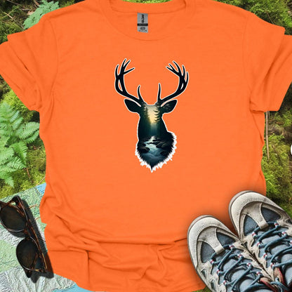 Deer double exposure bosbeek trendy T-shirt